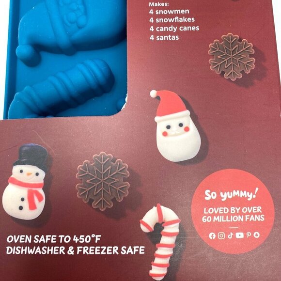 So Yummy Bella 2pc Chocolate Mold Set Snowman Santa Snowflakes Candy Canes - Picture 7 of 7